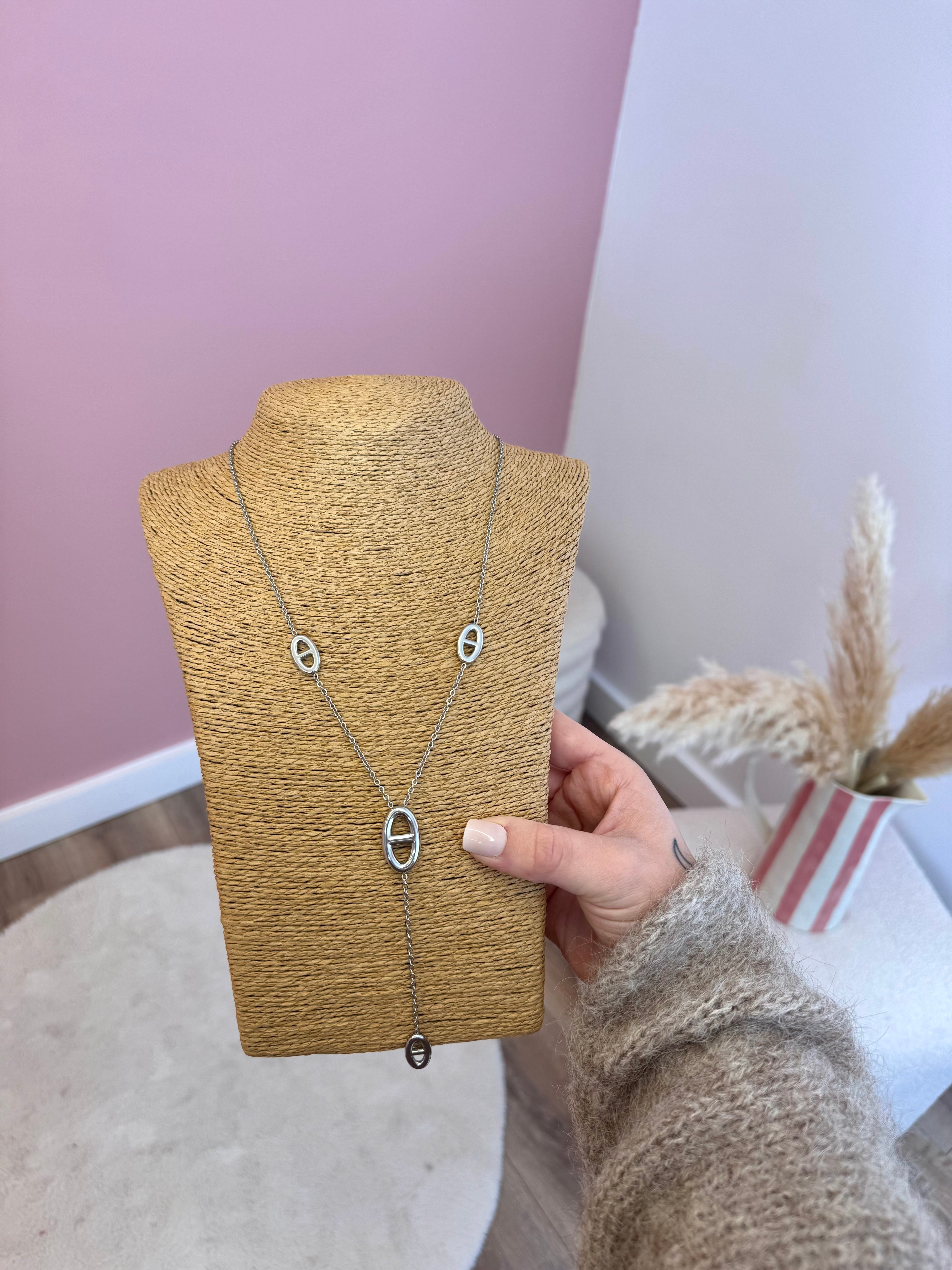 SAUTOIR EN Y ARGENTÉ