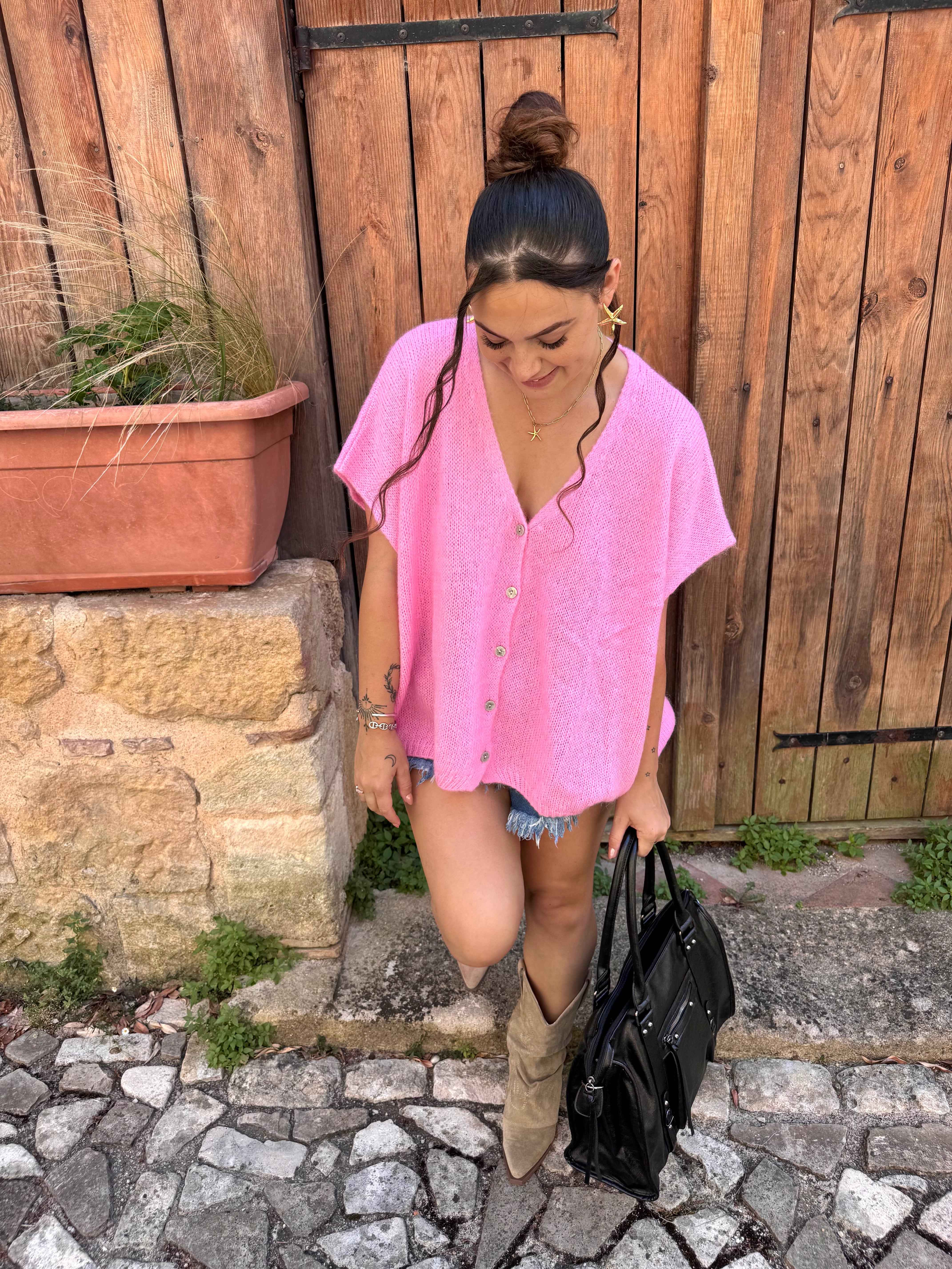 GILET ROSE SANS MANCHE