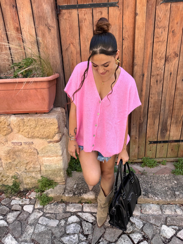 GILET ROSE SANS MANCHE