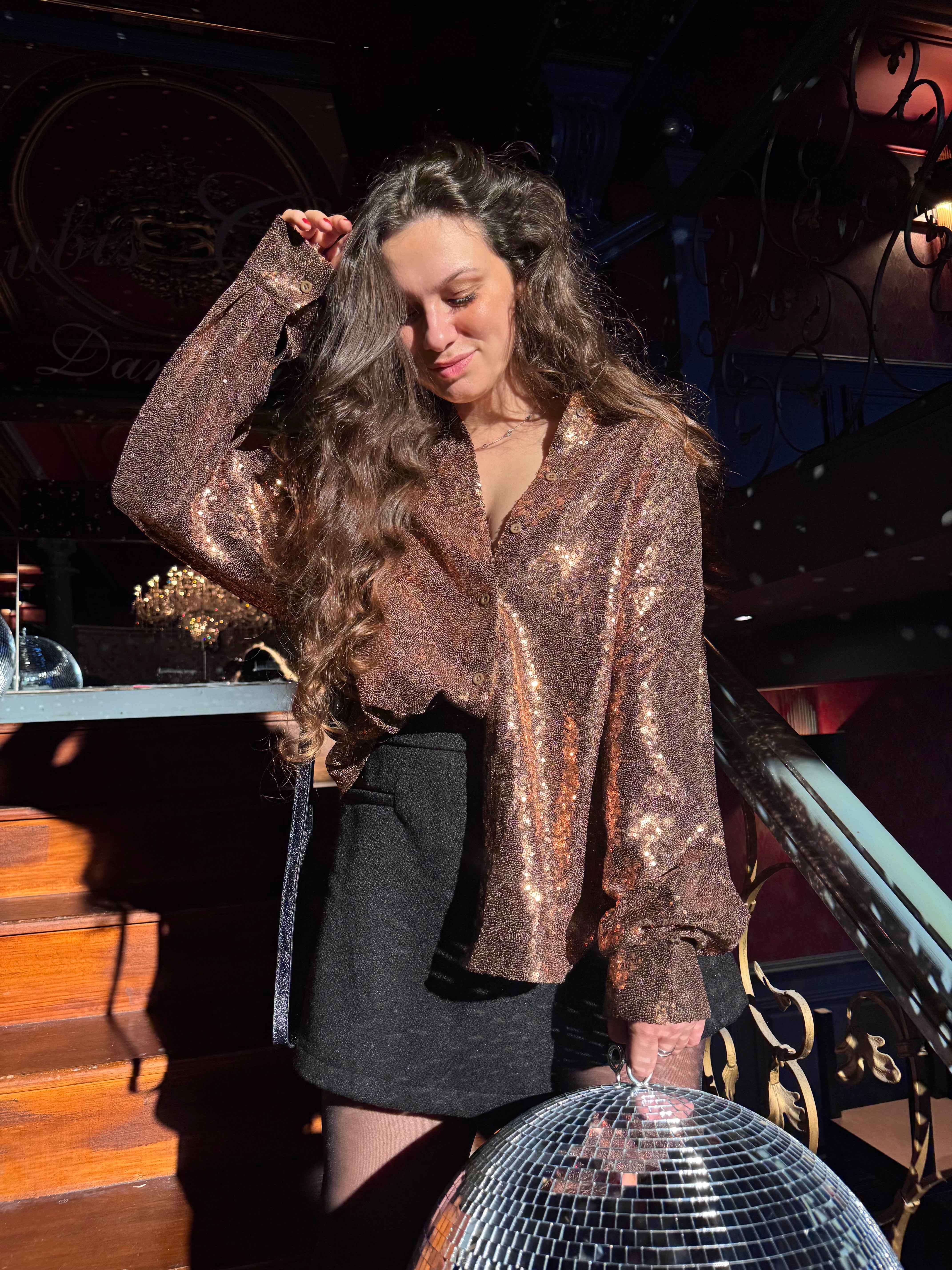 CHEMISE SEQUINS BRONZE