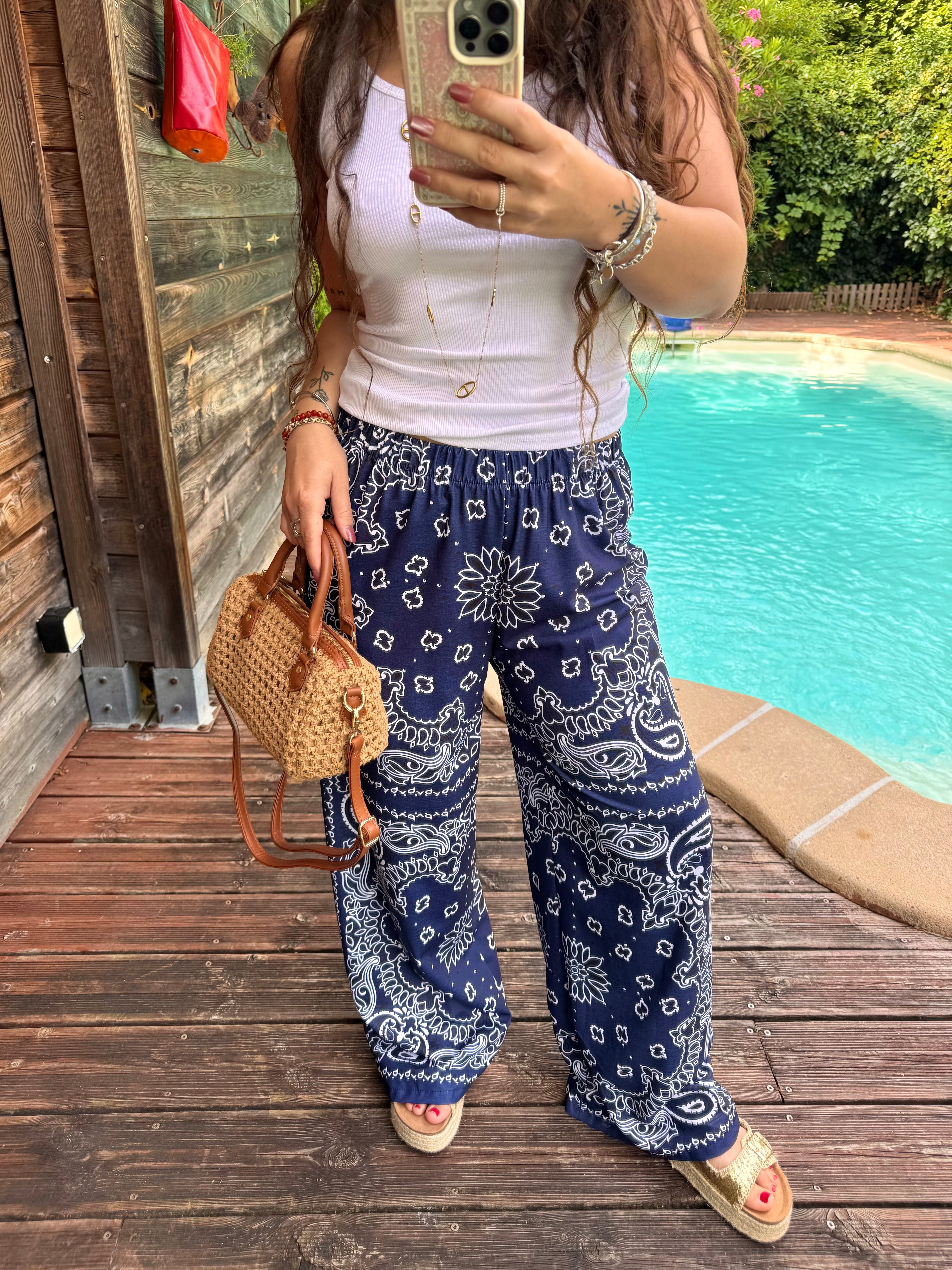 PANTALON BANDANA BLEU MARINE