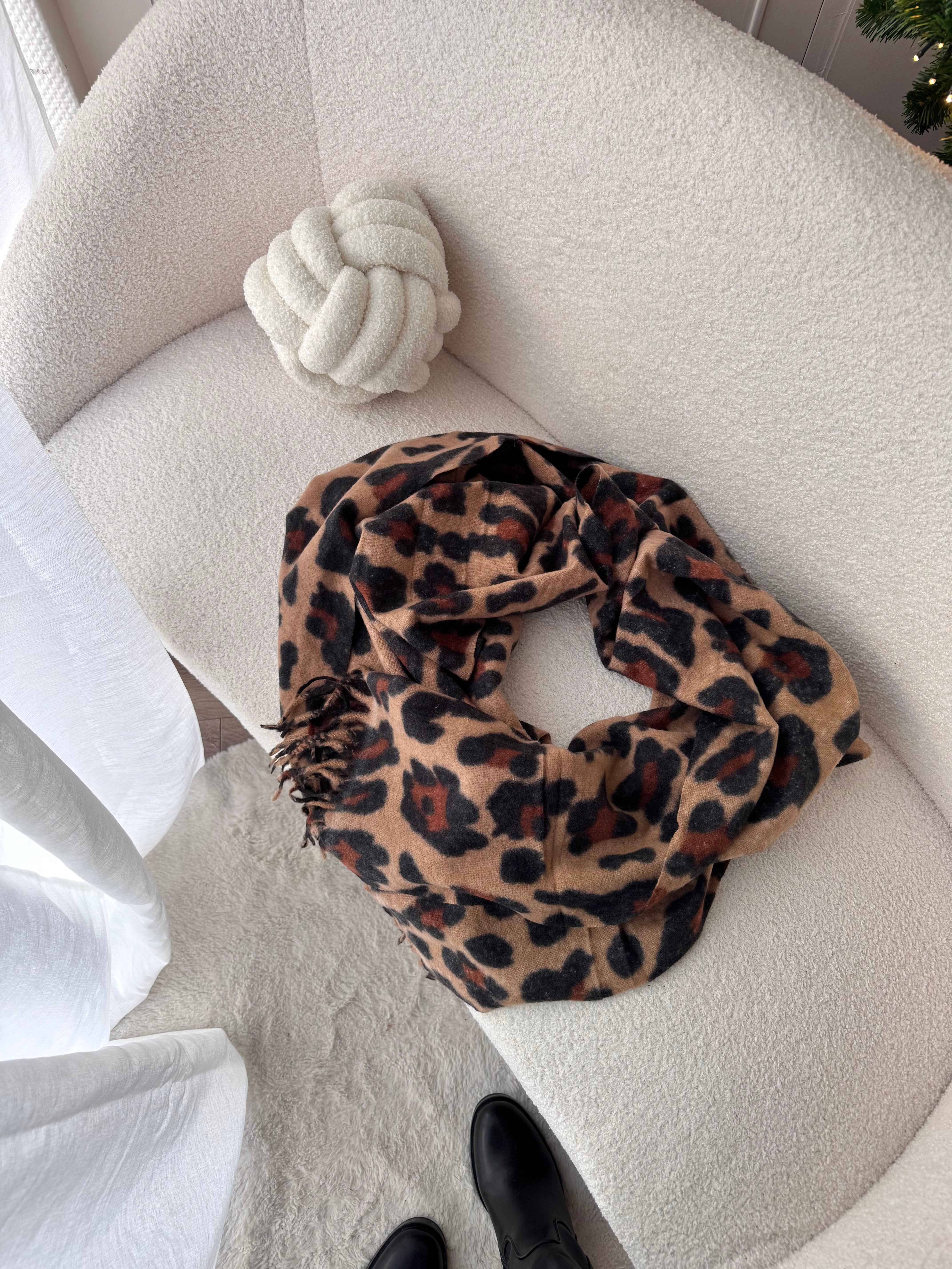 ÉCHARPE XXL LÉOPARD CAMEL