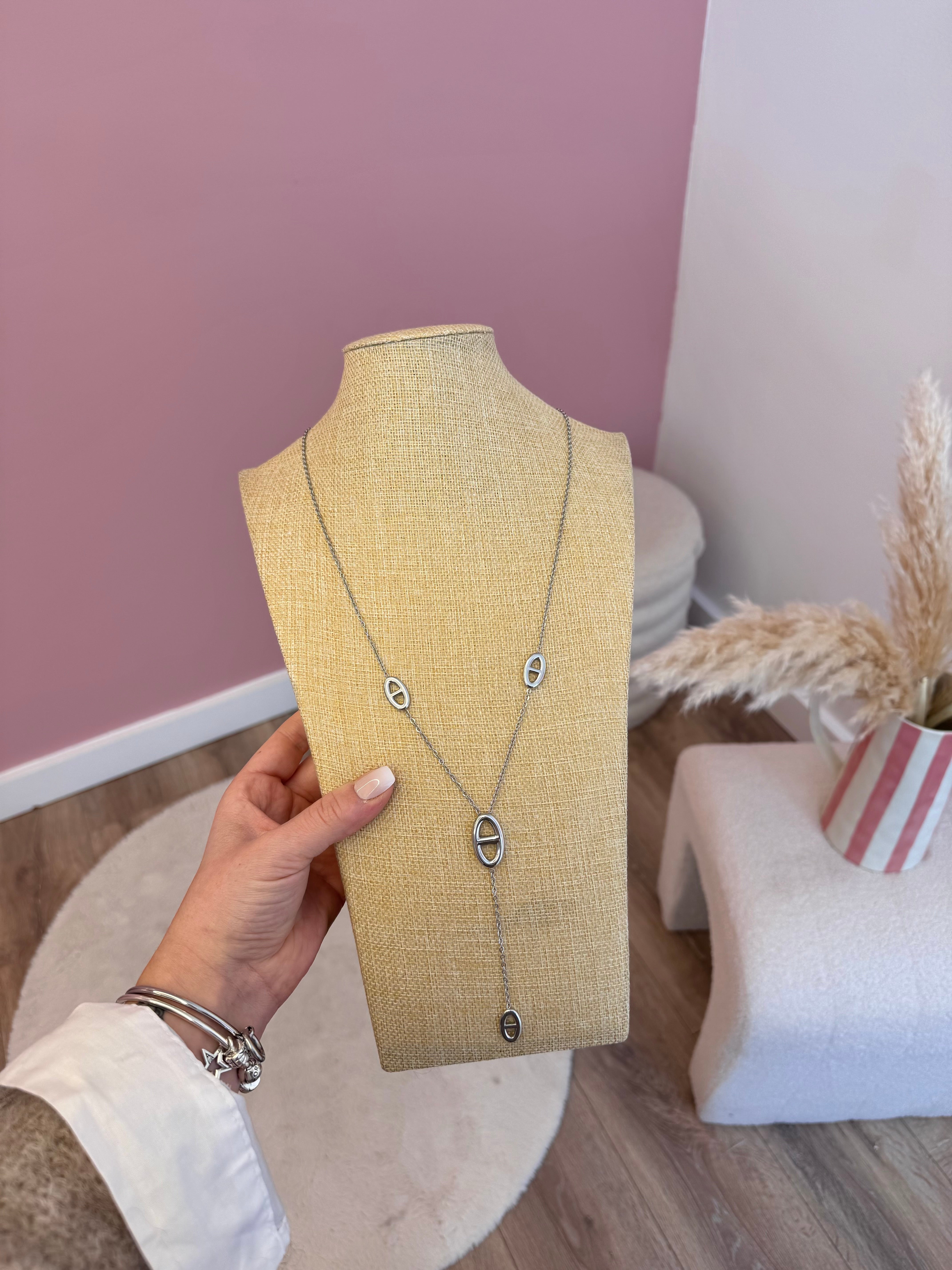 SAUTOIR EN Y ARGENTÉ