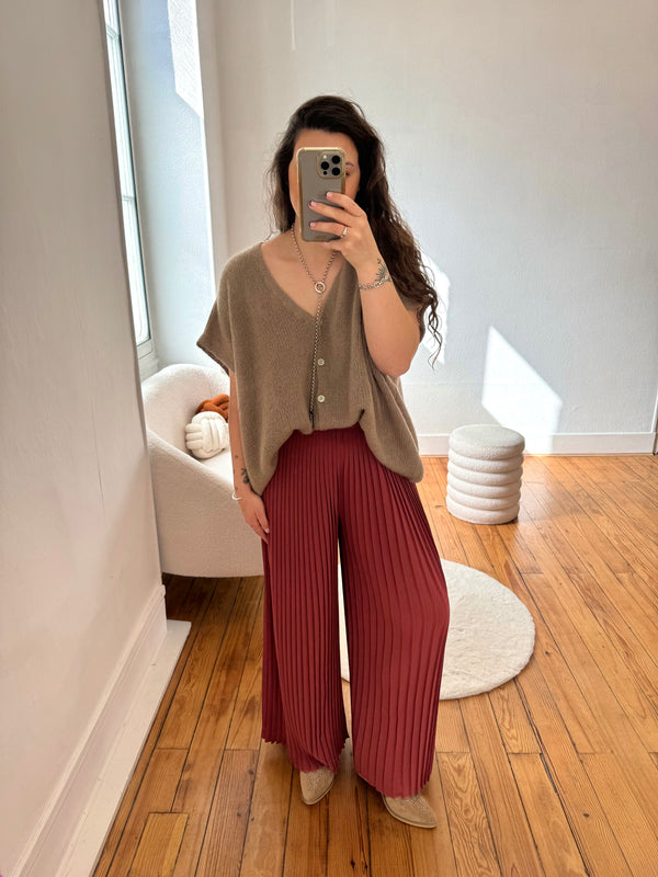PANTALON AMPLE FRAMBOISE