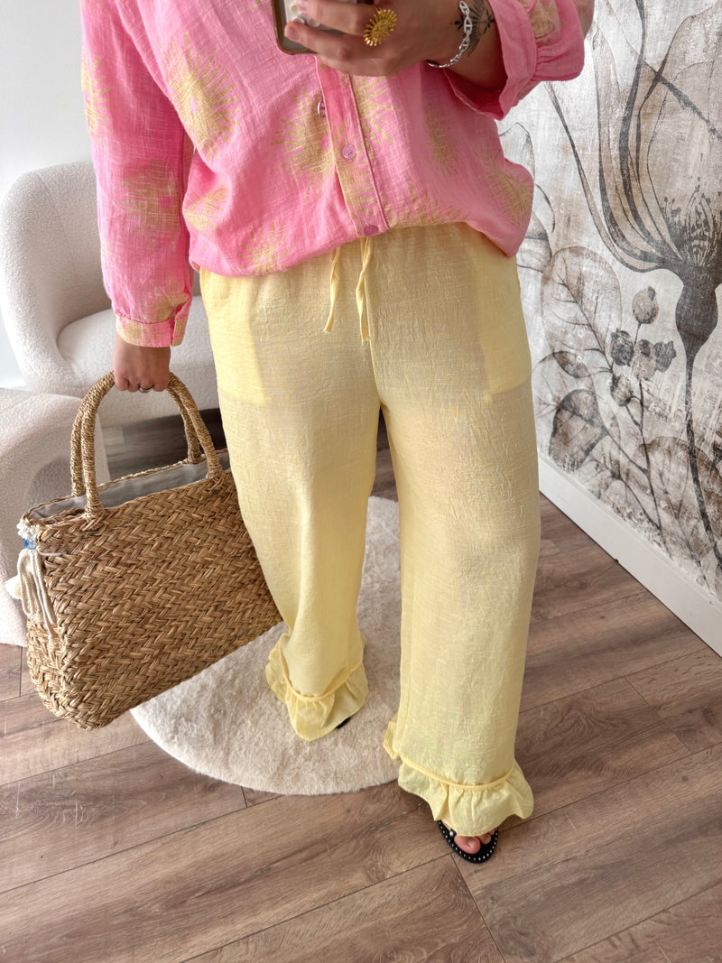 PANTALON FLUIDE JAUNE