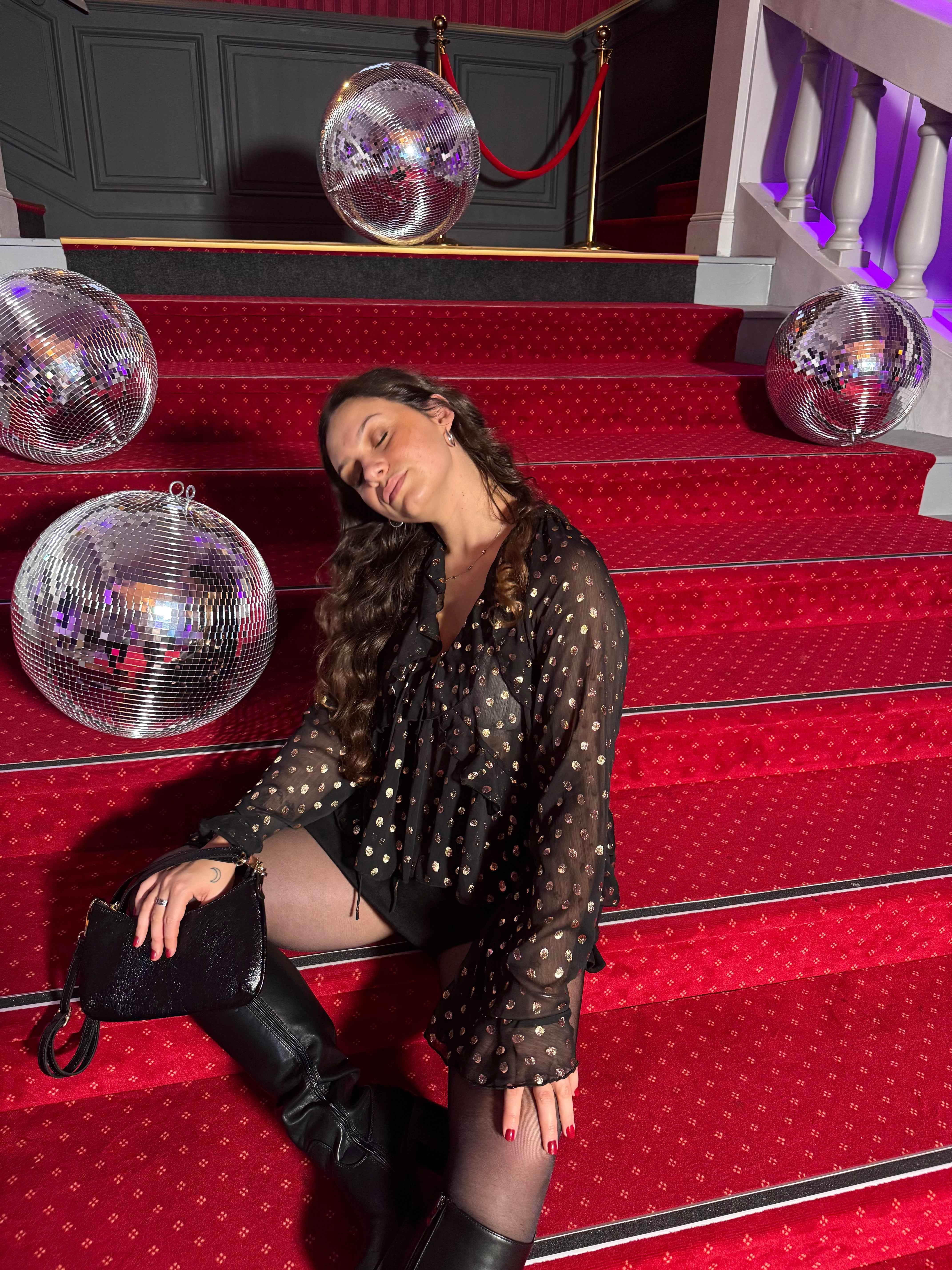 BLOUSE À POIS DORÉ