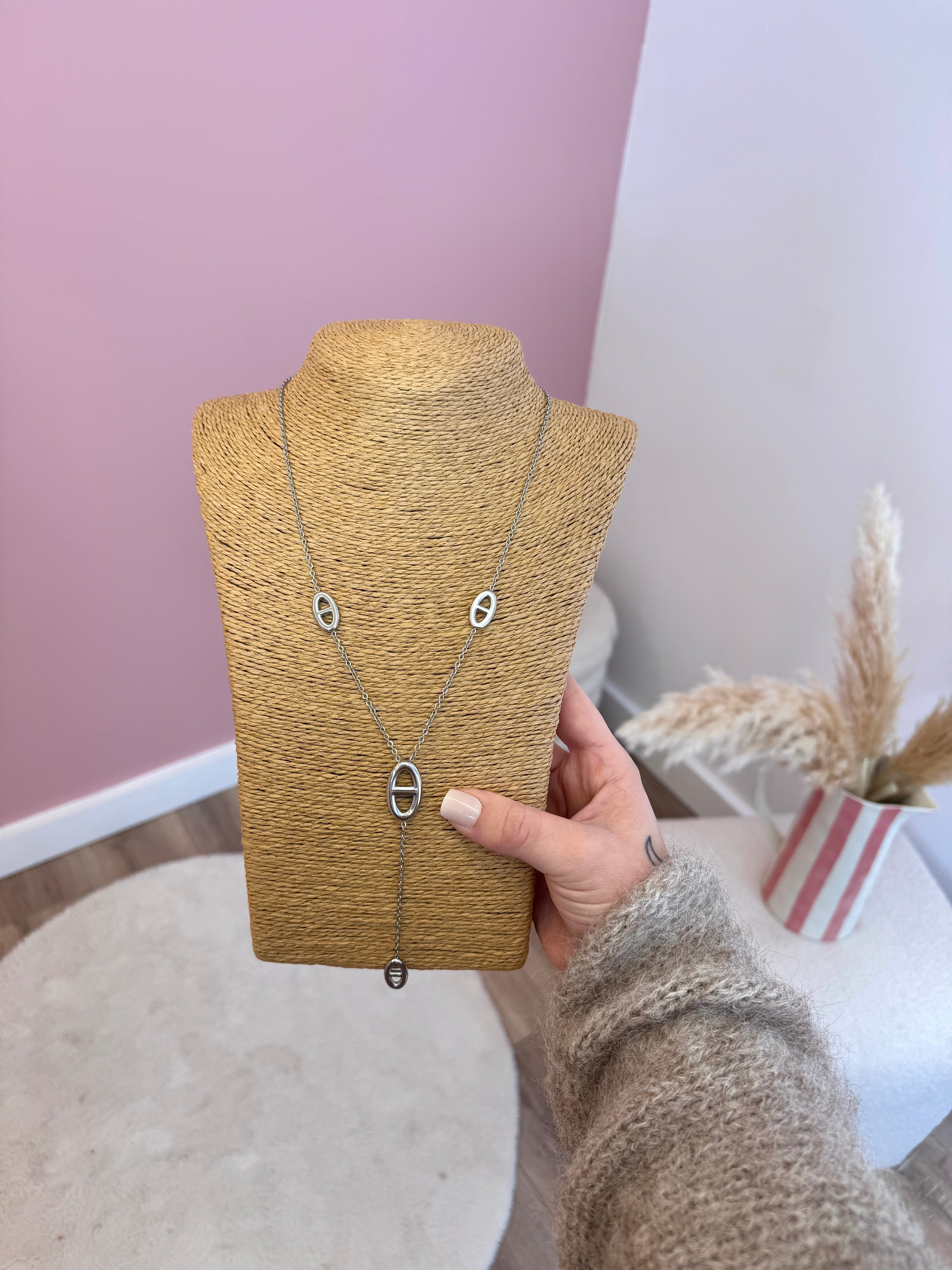 SAUTOIR EN Y ARGENTÉ