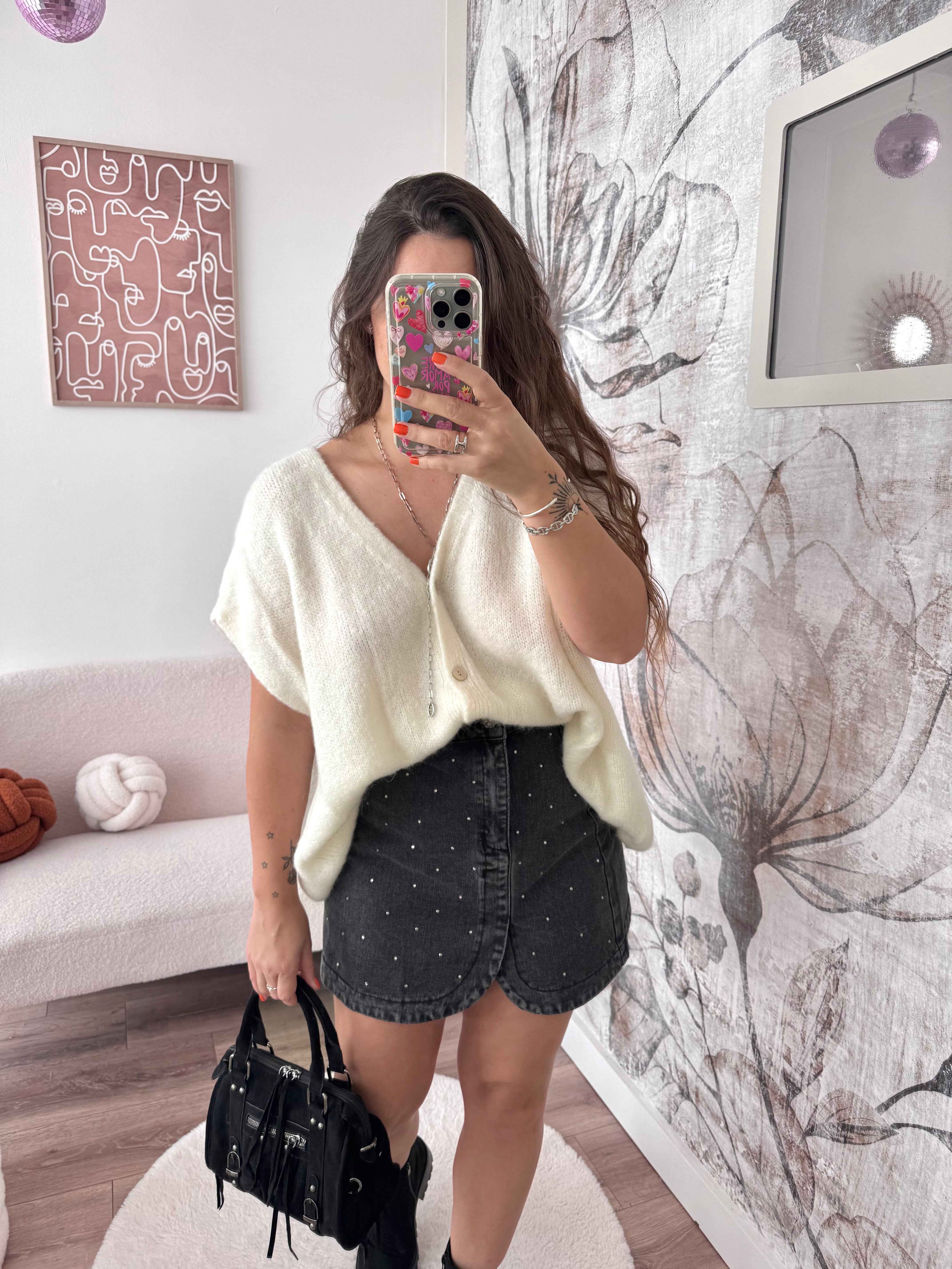 JUPE EN JEANS STRASS