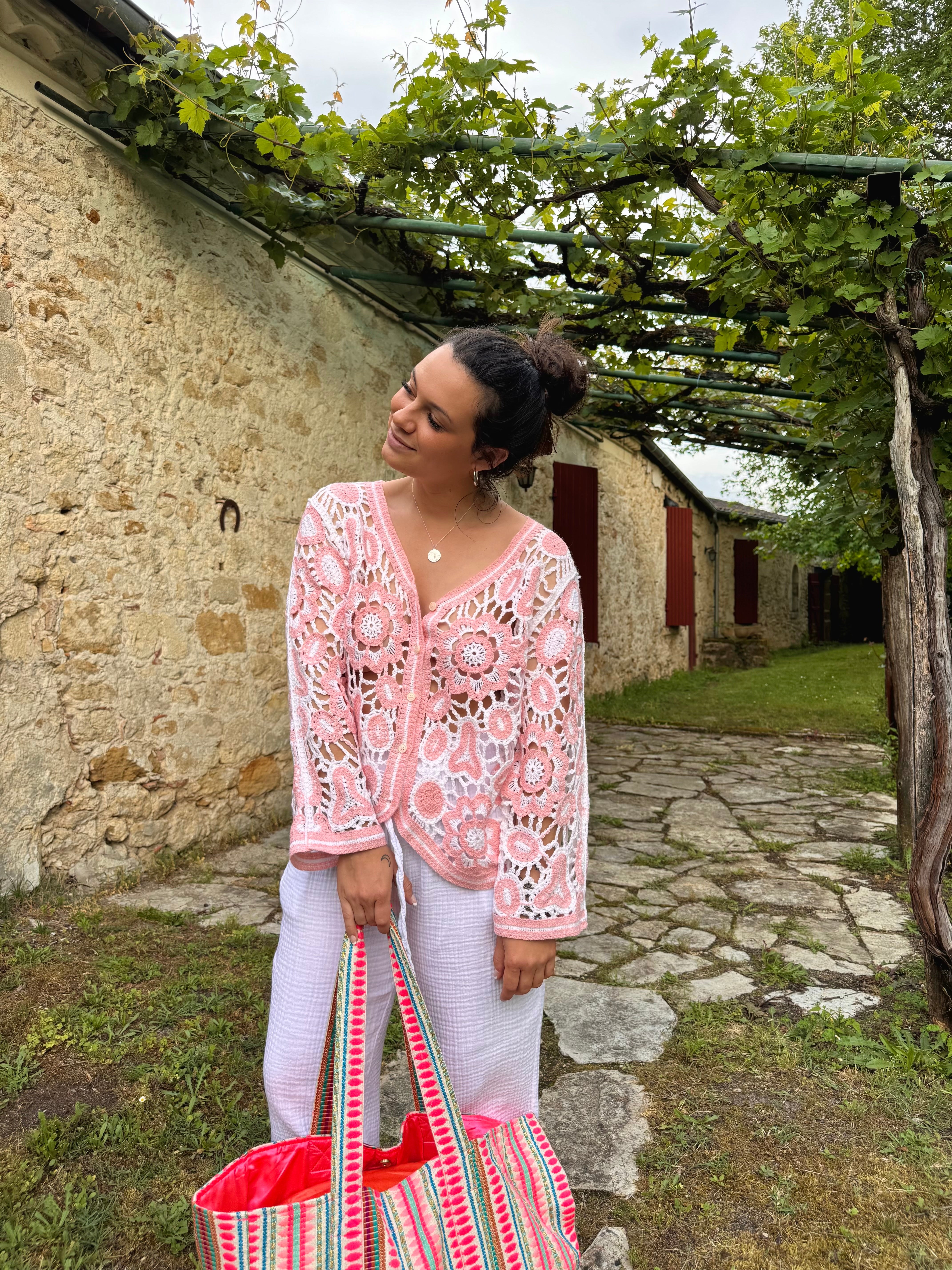 HAUT CROCHET ROSE