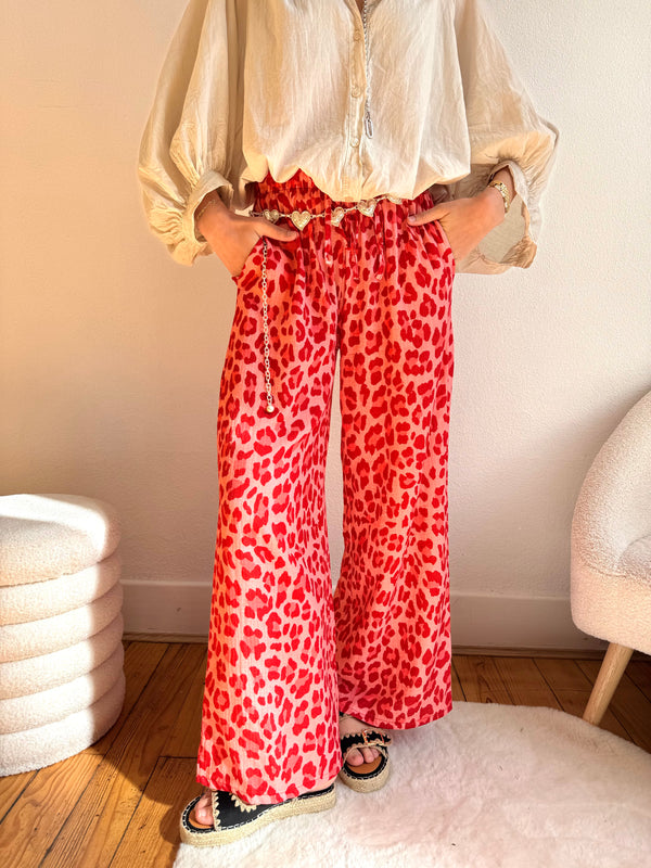 PANTALON GAZE DE COTON LÉOPARD