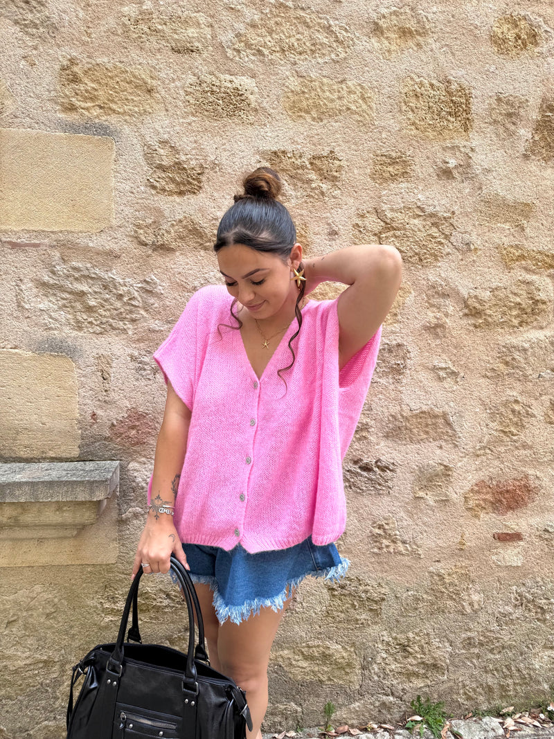 GILET ROSE SANS MANCHE
