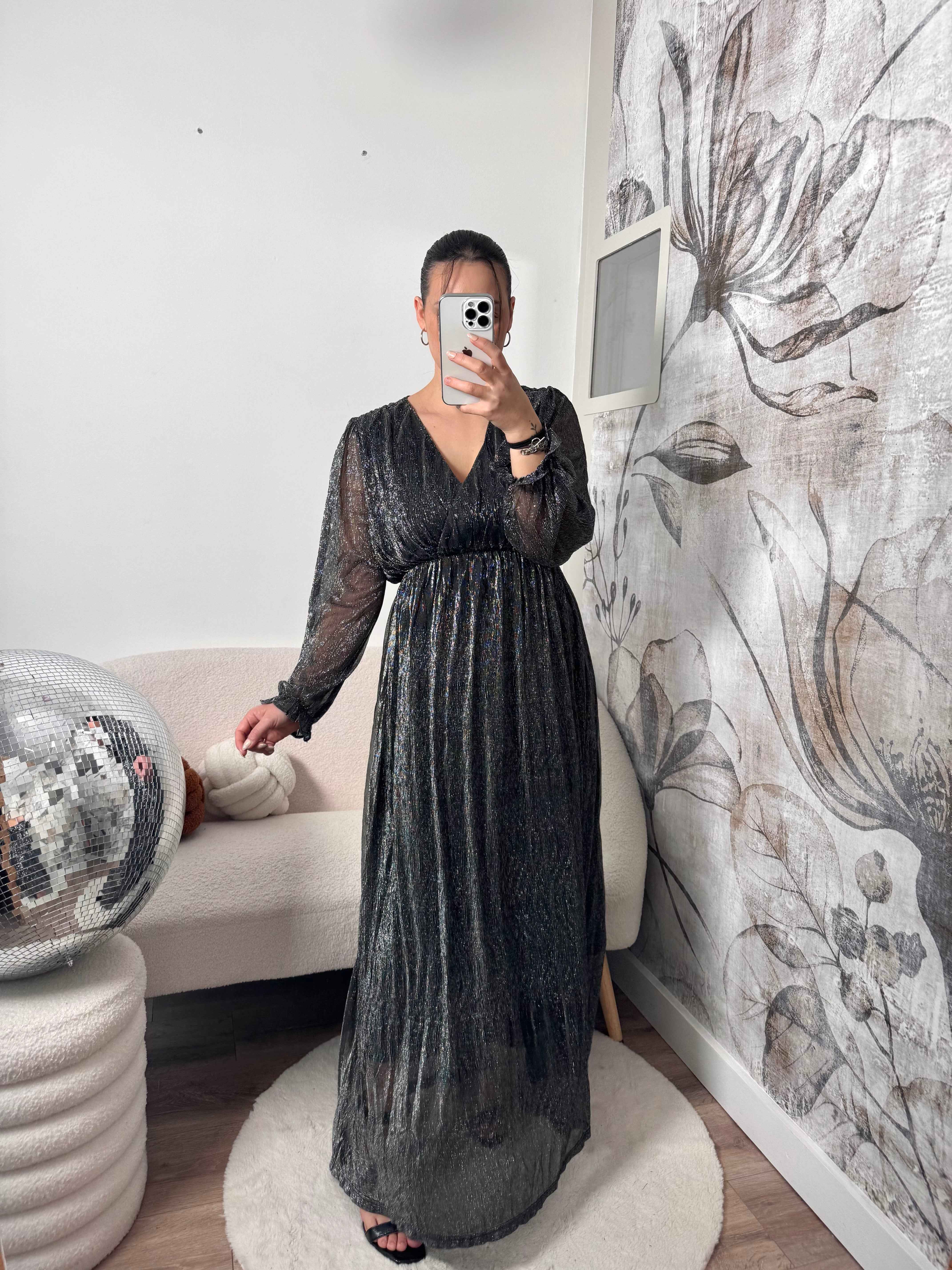 ROBE LONGUE IRISÉE ARGENTÉ