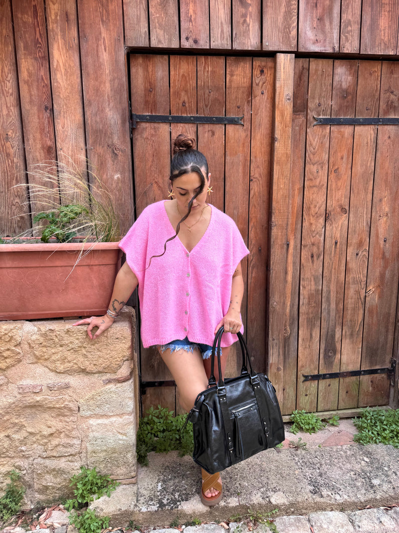 GILET ROSE SANS MANCHE