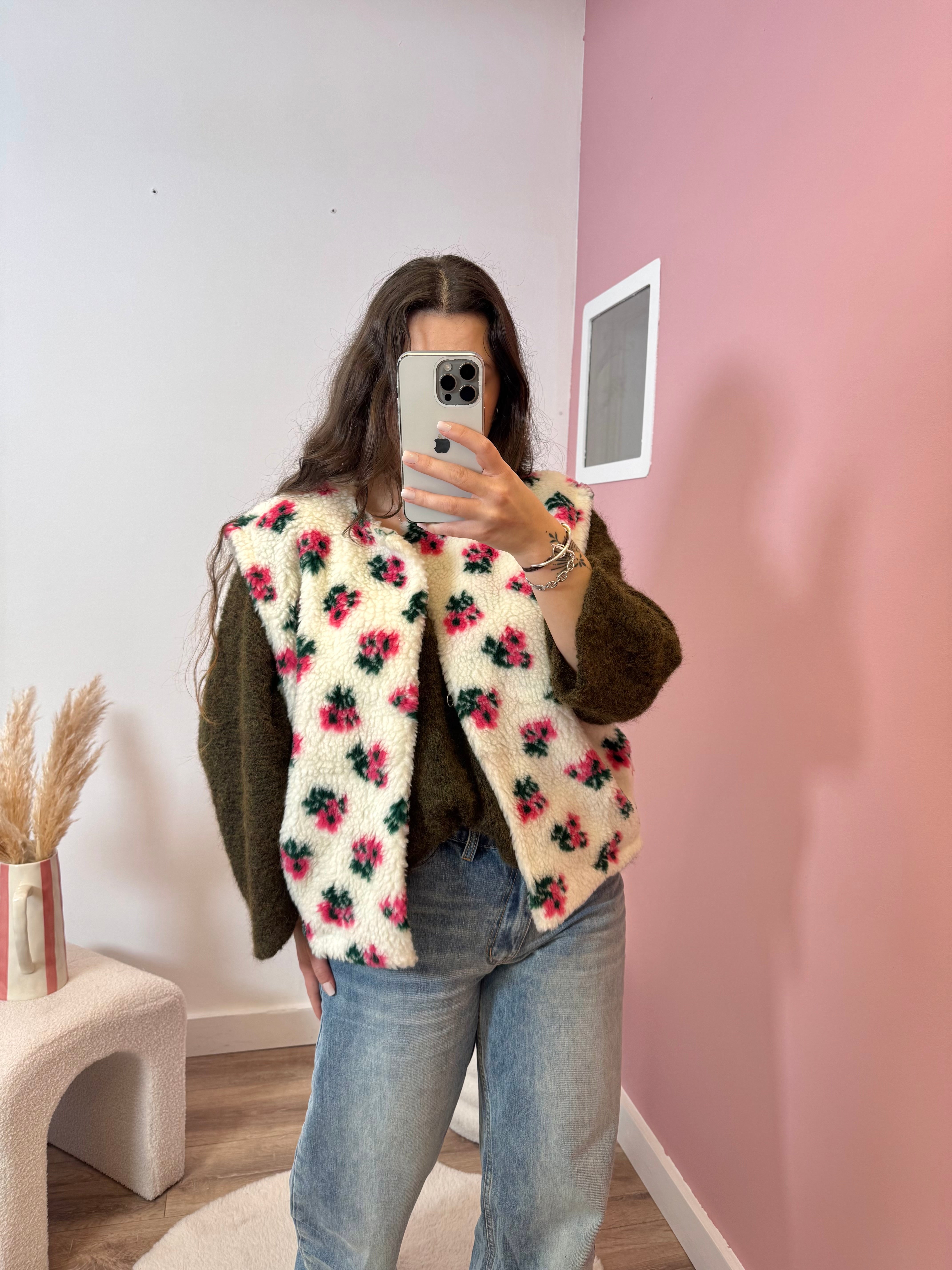 VESTE SANS MANCHE FLEURIE