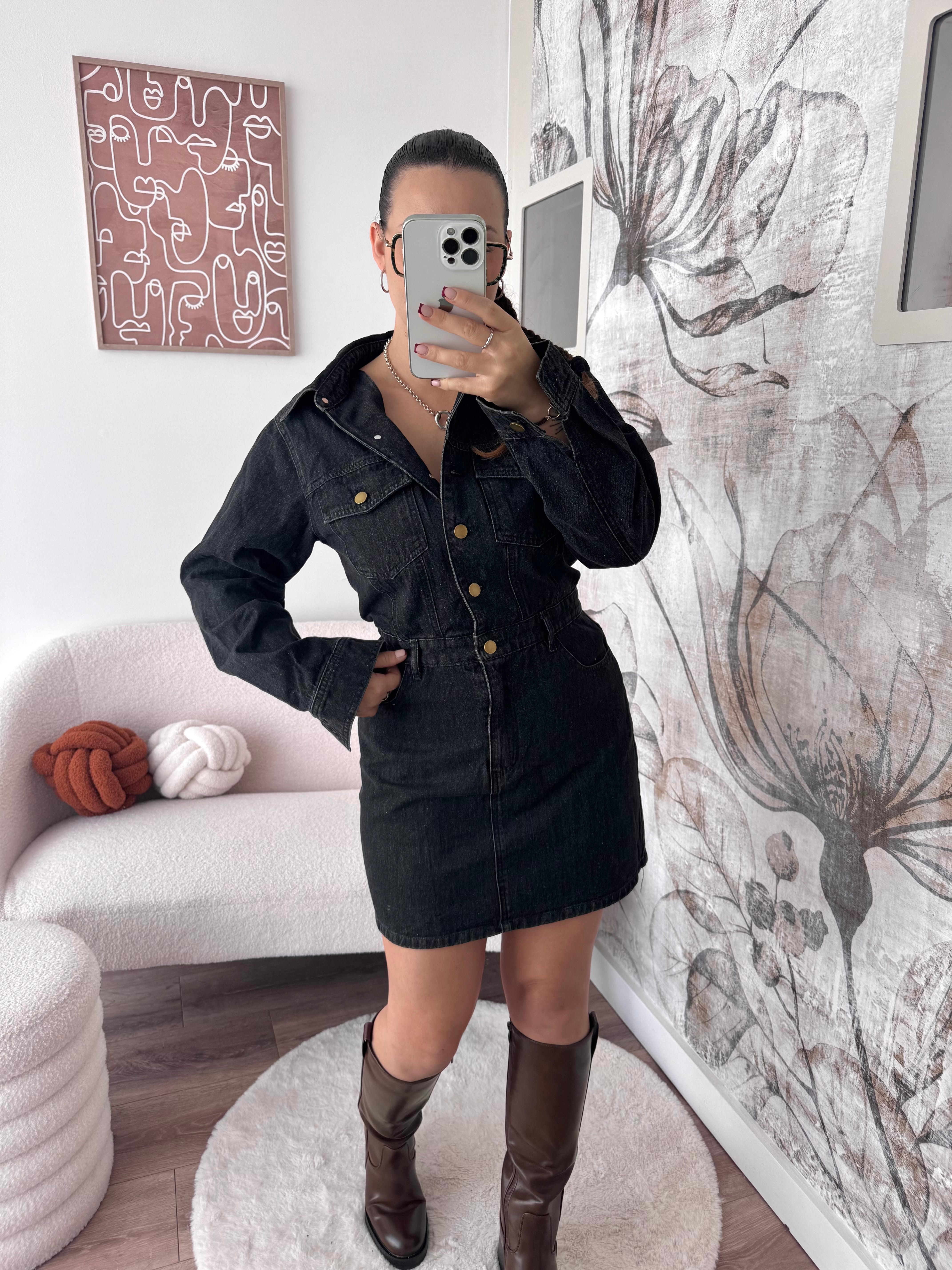 ROBE EN JEAN NOIR