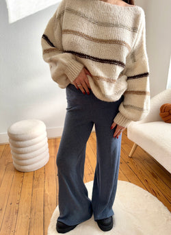 PANTALON EN MAILLE BLEU