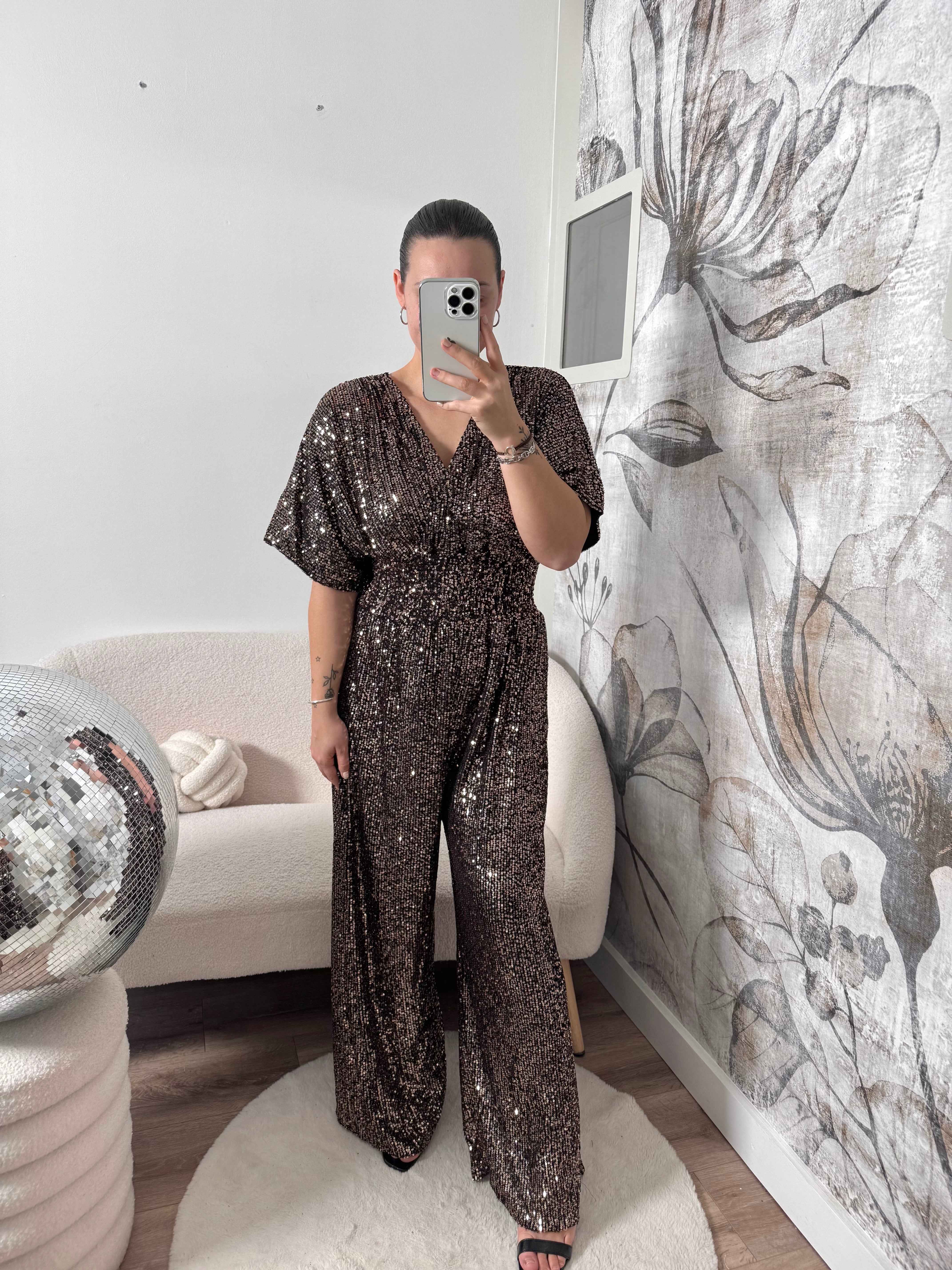 COMBINAISON À SEQUINS DORÉ