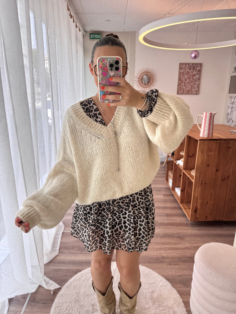 PULL FLUFFY MOHAIR BLANC CRÈME ( expédition fin de semaine )