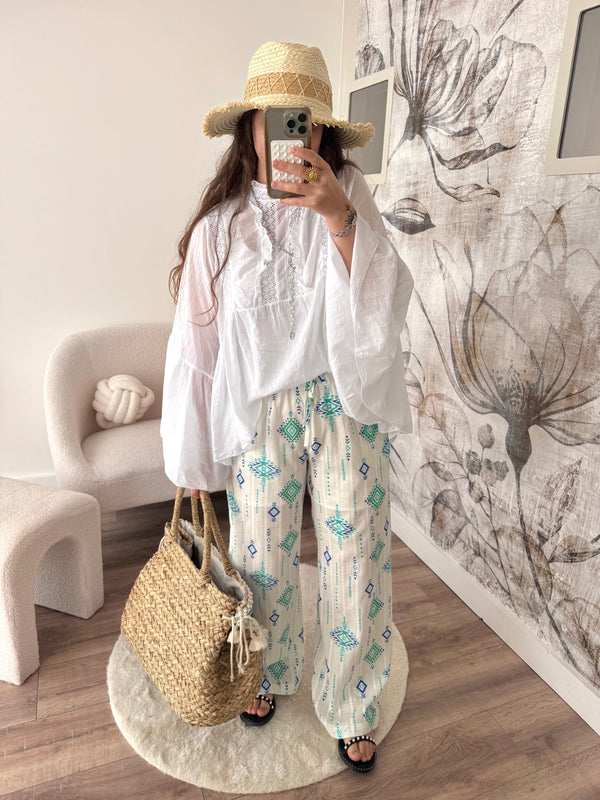 PANTALON BOHÈME TURQUOISE