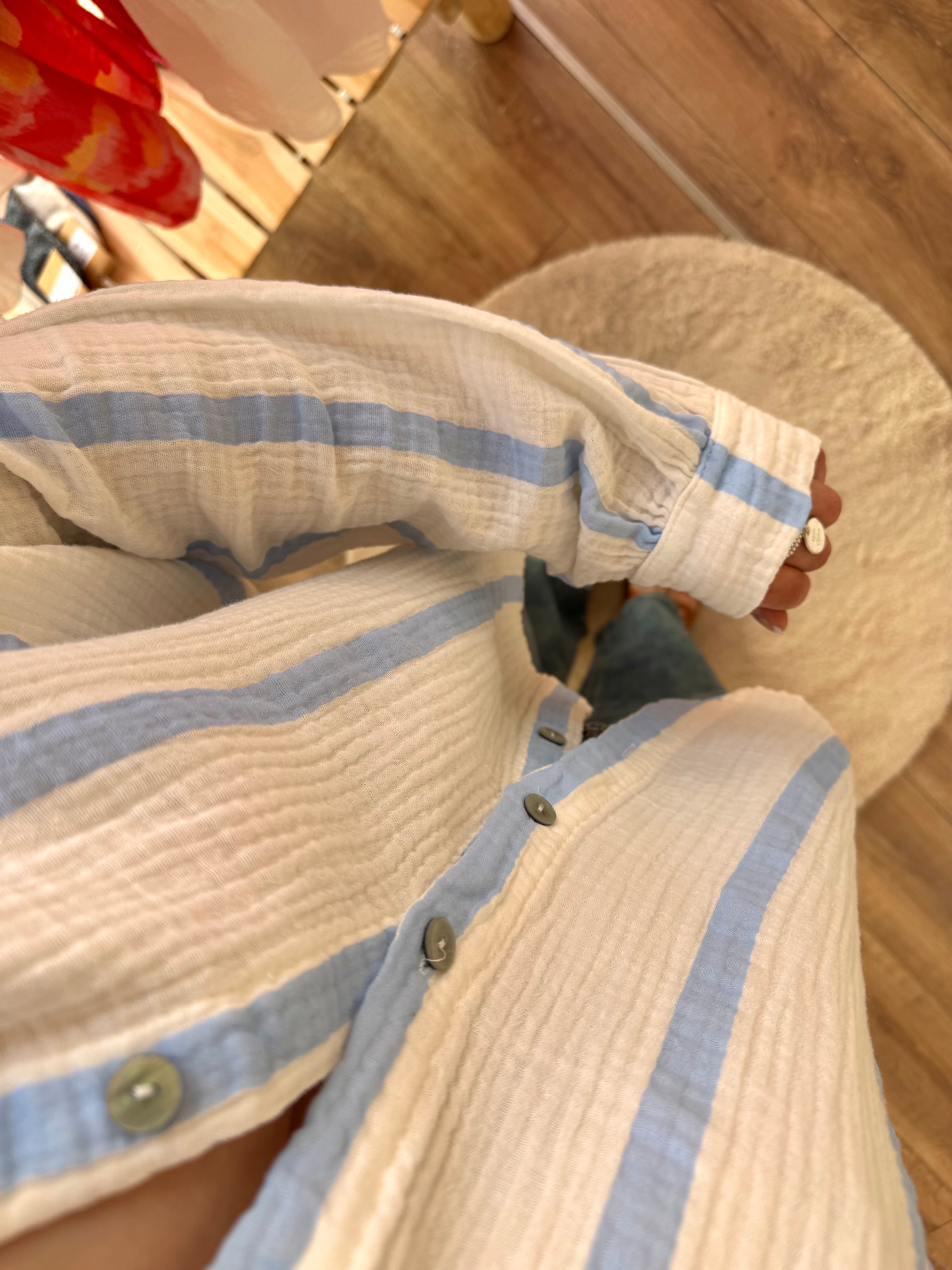 BLOUSE GAZE DE COTON BLEU