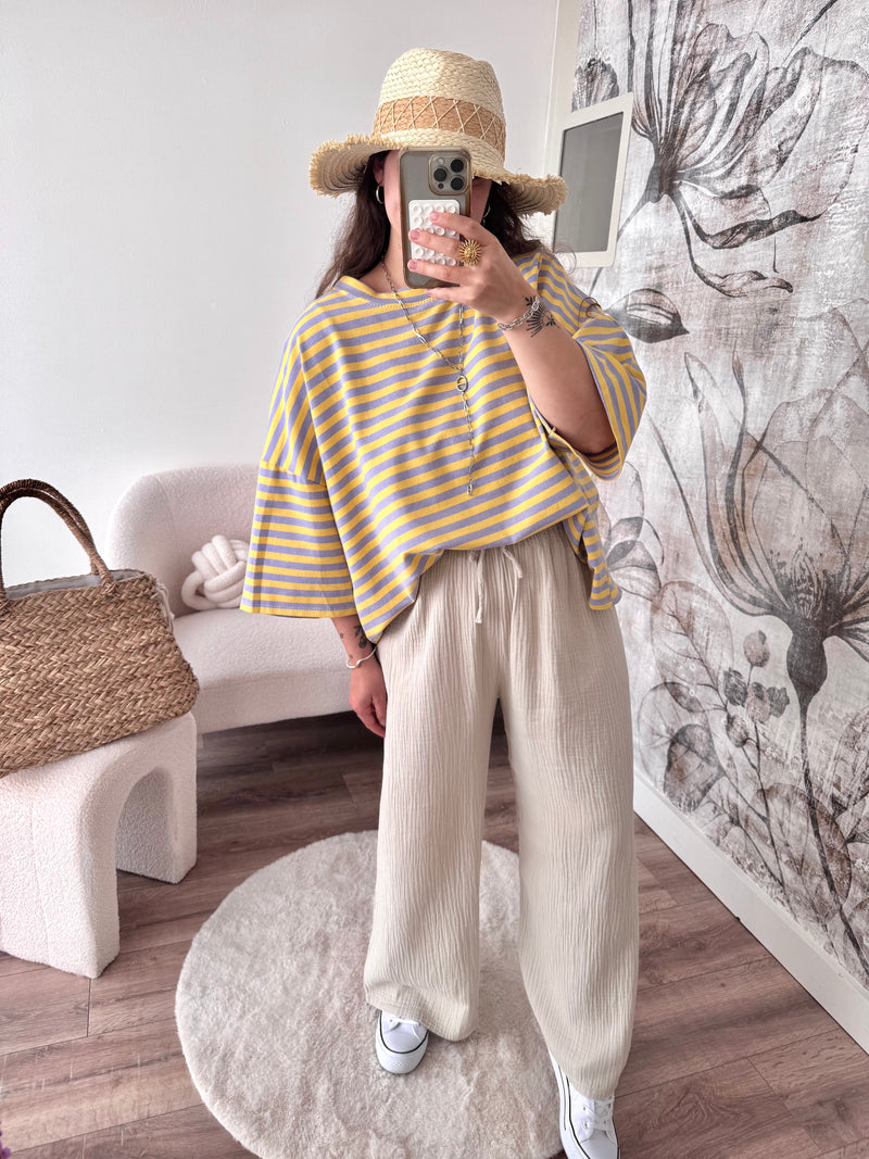 PANTALON GAZE DE COTON BEIGE
