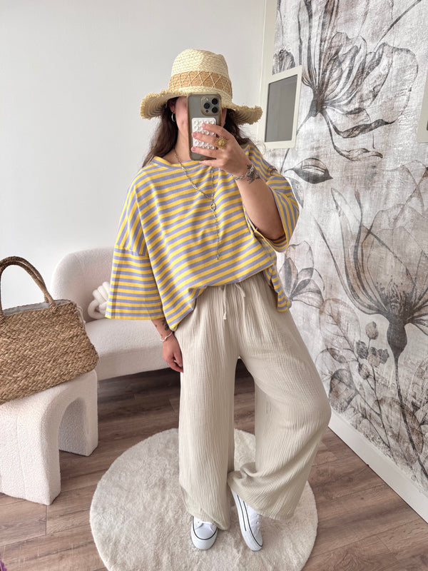PANTALON GAZE DE COTON BEIGE