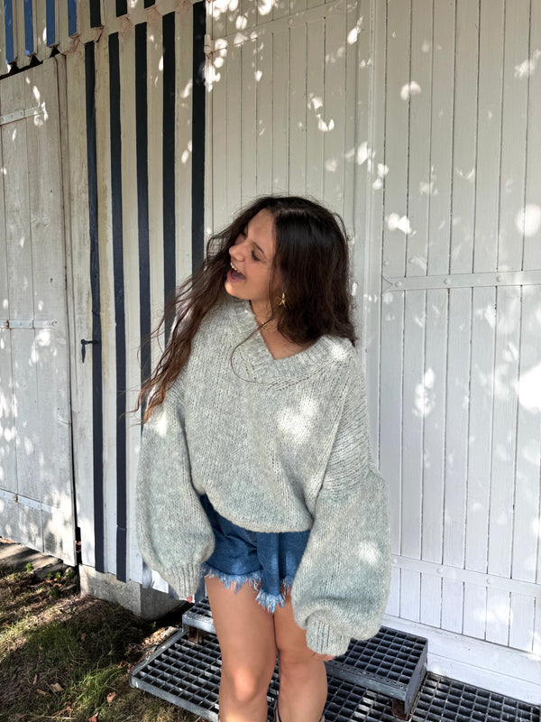 PULL FLUFFY MOHAIR GRIS