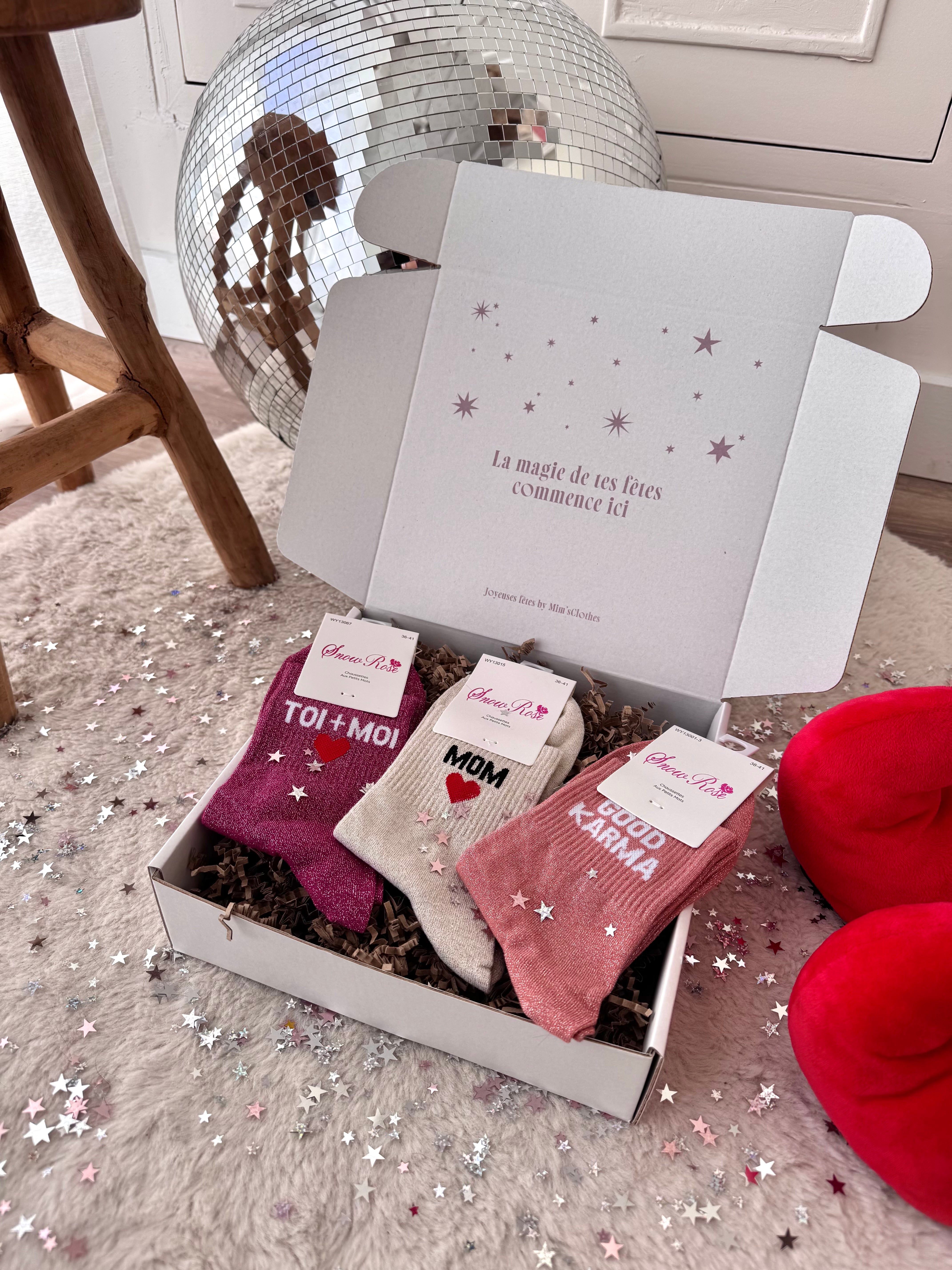 COFFRET CHAUSSETTES À PAILLETTES MOM/GOOD KARMA/TOI+MOI