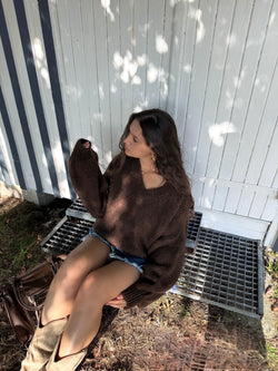 PULL FLUFFY MOHAIR CHOCOLAT ( expédition fin de semaine)