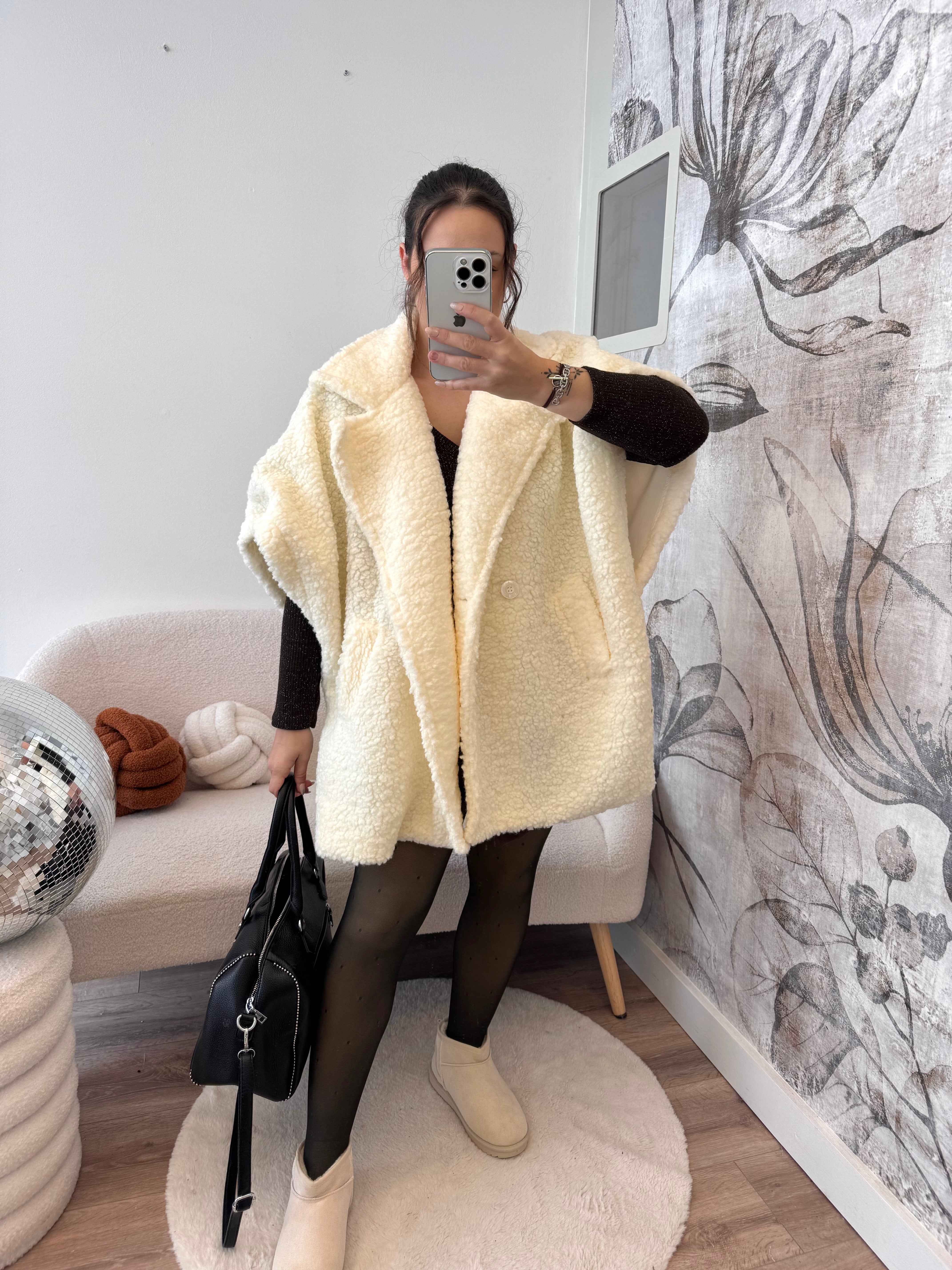 GILET MOUMOUTE SANS MANCHE BEIGE