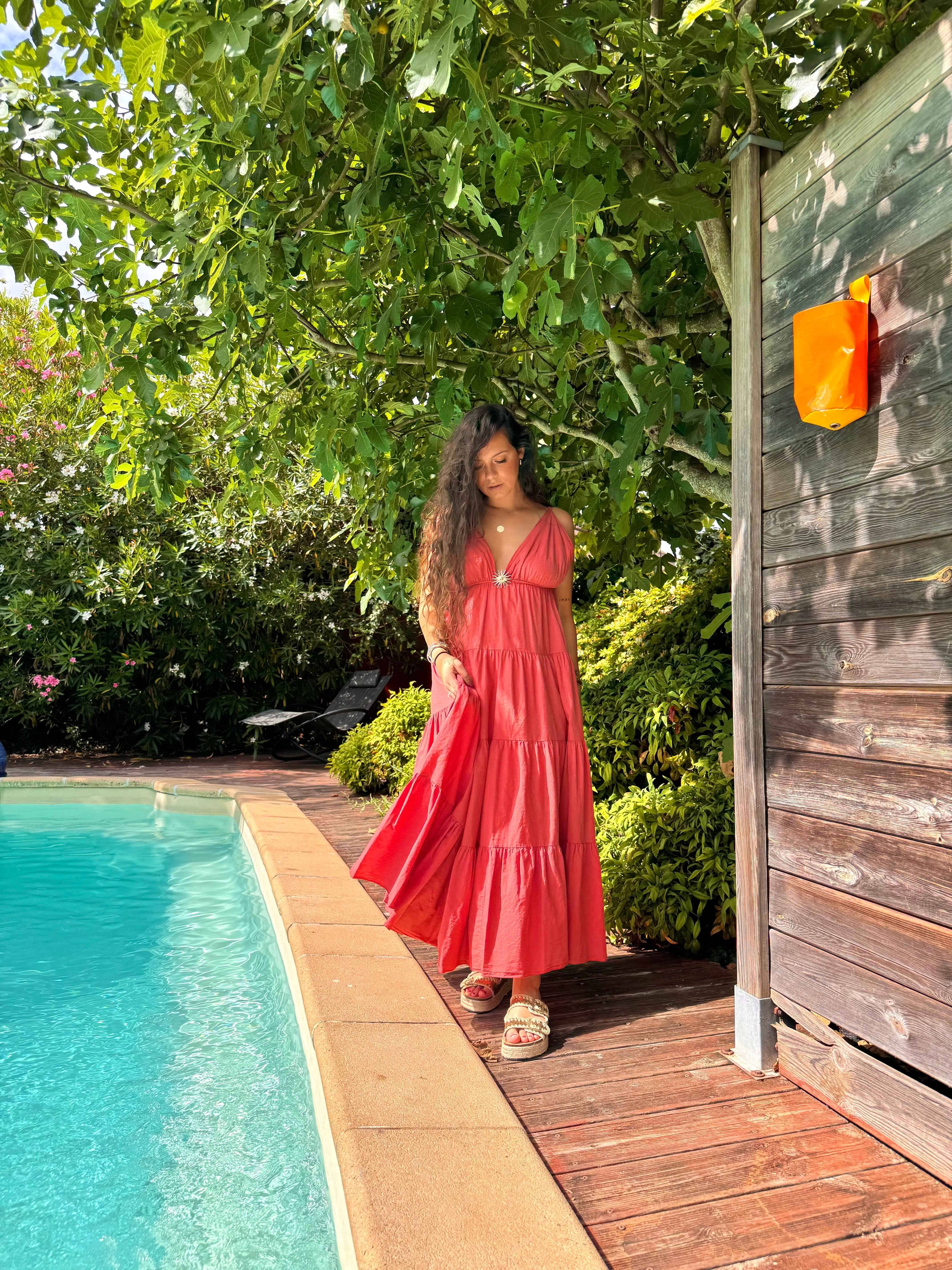 ROBE SOLEIL LONGUE CORAIL